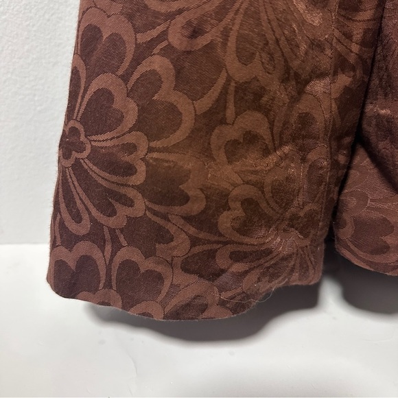 ODILLE Anthropologie NWT Brown Floral Jacquard Tie Front A-Line Dress Size 2 - Picture 6 of 16